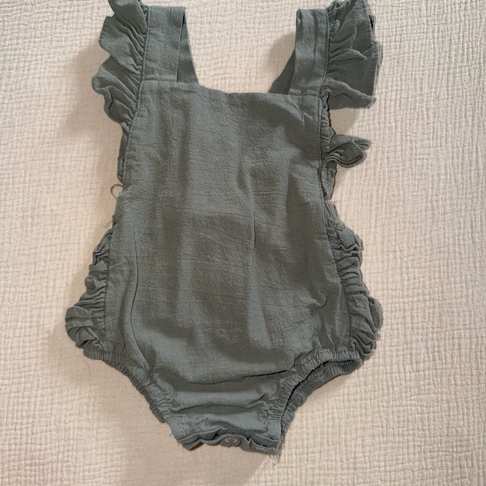 Green Ruffled Kids One Piece